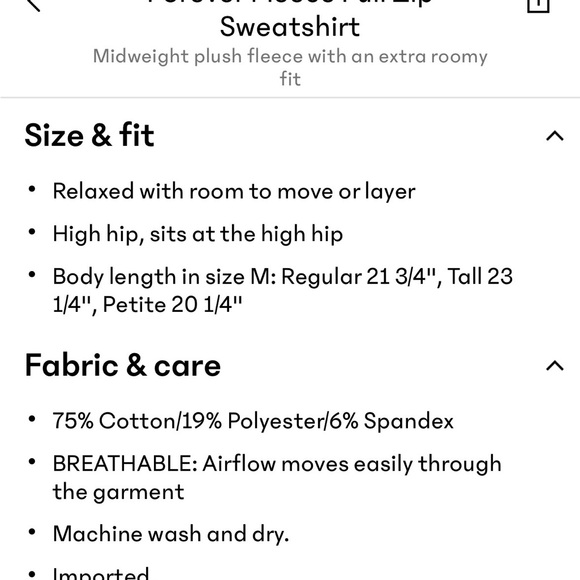 Athleta Forever Fleece Full Zip Hoodie. XS Color “truffle” brown. - Picture 3 of 3